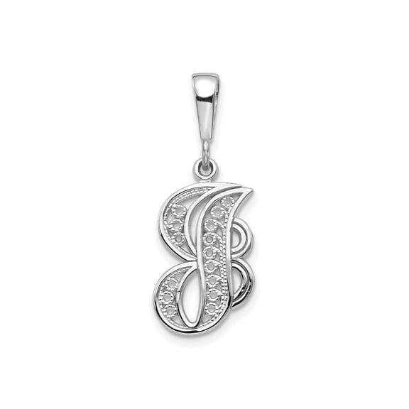FJC Finejewelers 10 kt White Gold Filigree Initial J Charm 30 x 17 mm