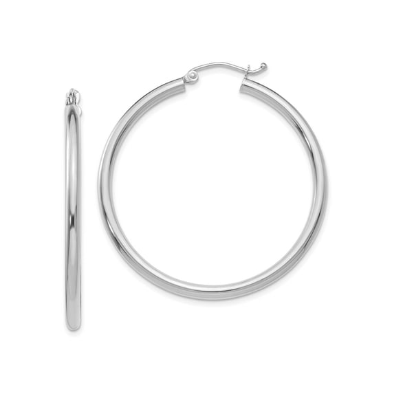 FJC Finejewelers 10 kt White Gold Hoops Polished 2.5mm Lightweight Tube Hoop Earrings 40 mm x 40.52 mm