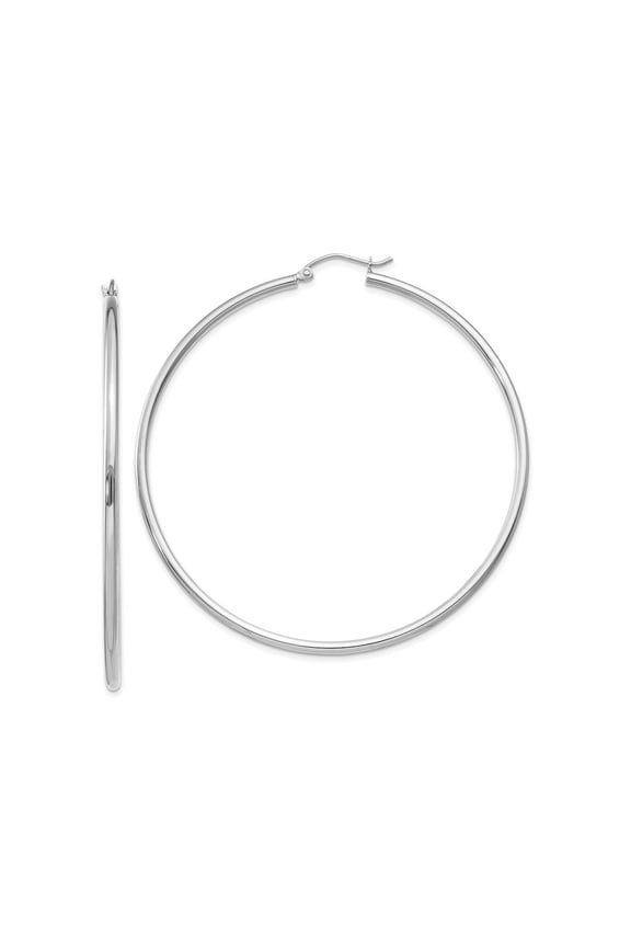 FJC Finejewelers 10 kt White Gold Hoops Polished 2mm Lightweight Tube Hoop Earrings 60 mm x 59.85 mm