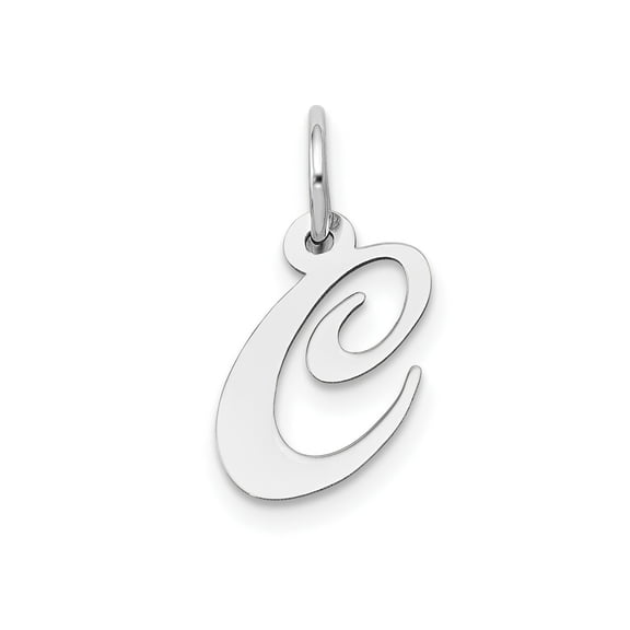 FJC Finejewelers 10 kt White Gold Small Fancy Script Initial C Charm 16 mm x 13 mm