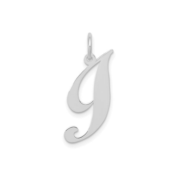 FJC Finejewelers 10 kt White Gold Small Fancy Script Initial I Charm 16 mm x 17 mm