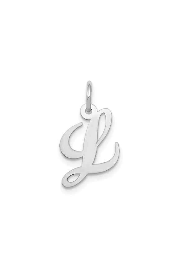 FJC Finejewelers 10 kt White Gold Small Fancy Script Initial L Charm 16 mm x 17 mm