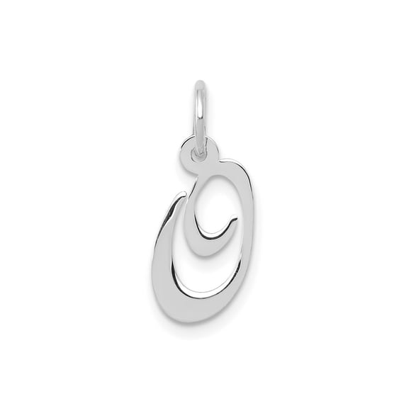 FJC Finejewelers 10 kt White Gold Small Fancy Script Initial O Charm 16 mm x 17 mm
