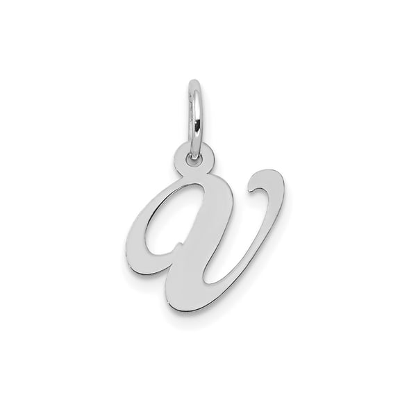 FJC Finejewelers 10 kt White Gold Small Fancy Script Initial V Charm 16 mm x 17 mm