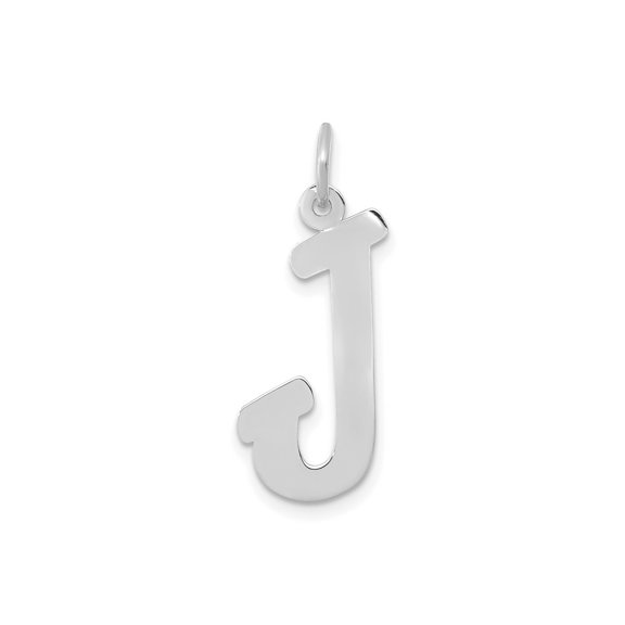 FJC Finejewelers 10 kt White Gold Small Script Initial J Charm 17 mm x 11 mm