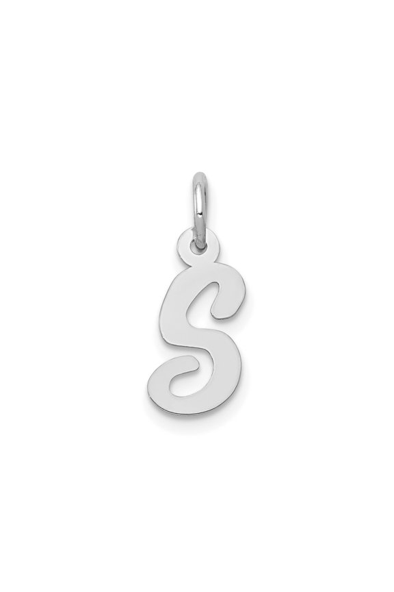 FJC Finejewelers 10 kt White Gold Small Script Initial S Charm 17 mm x 11 mm