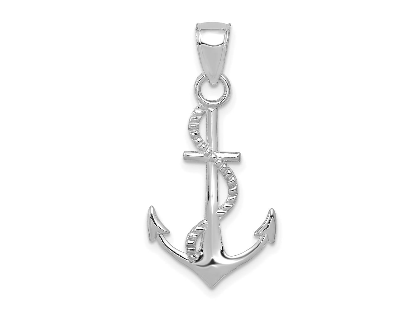 FJC Finejewelers 10 kt White Gold Themed Gold Polished Anchor W/Rope Charm