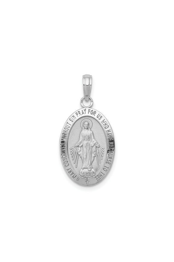 FJC Finejewelers 10 kt White Gold Themed Miraculous Medal Charm 27 mm x 12.14 mm