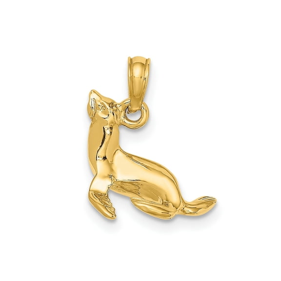 FJC Finejewelers 10 kt Yellow Gold 3-D Polished Seal Charm 10 x 14 mm