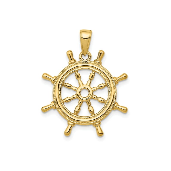FJC Finejewelers 10 kt Yellow Gold 3D Ships Wheel Charm 27 x 22 mm