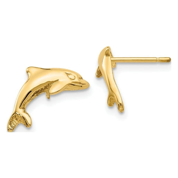 FJC Finejewelers 10 kt Yellow Gold Button Dolphin Earrings 11 mm x 9 mm