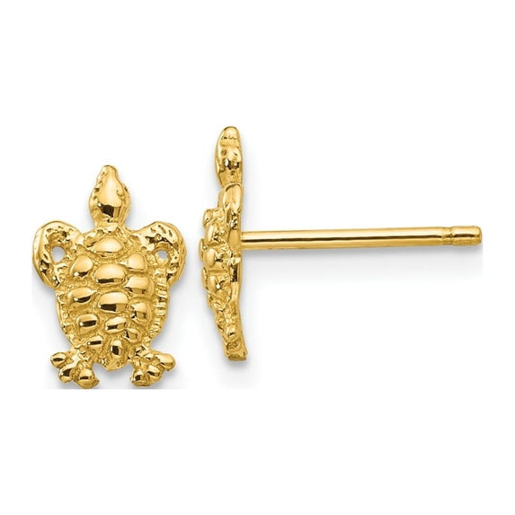 FJC Finejewelers 10 kt Yellow Gold Button Mini Turtle Post Earrings 9 mm x 6 mm