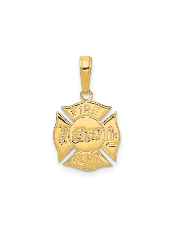 FJC Finejewelers 10 kt Yellow Gold Fire Dept Shield Charm 19 x 13 mm