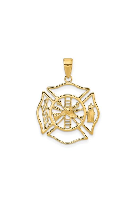 FJC Finejewelers 10 kt Yellow Gold Fireman Shield Charm 29 x 21 mm