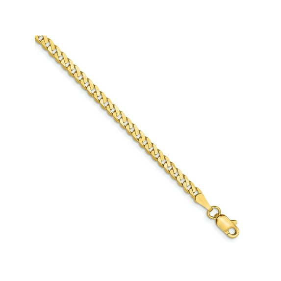 FJC Finejewelers 10 kt Yellow Gold Flat Beveled Curb Chain Bracelet 7 Inches x 2.4 mm
