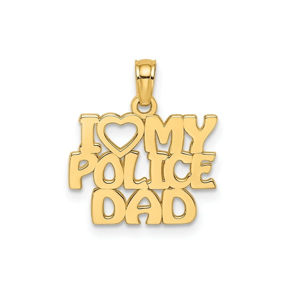 FJC Finejewelers 10 kt Yellow Gold I HEART MY POLICE DAD Charm 11 x 15 mm