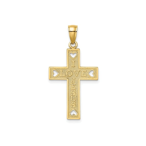 FJC Finejewelers 10 kt Yellow Gold I LOVE JESUS Cross with Hearts Charm 25 mm