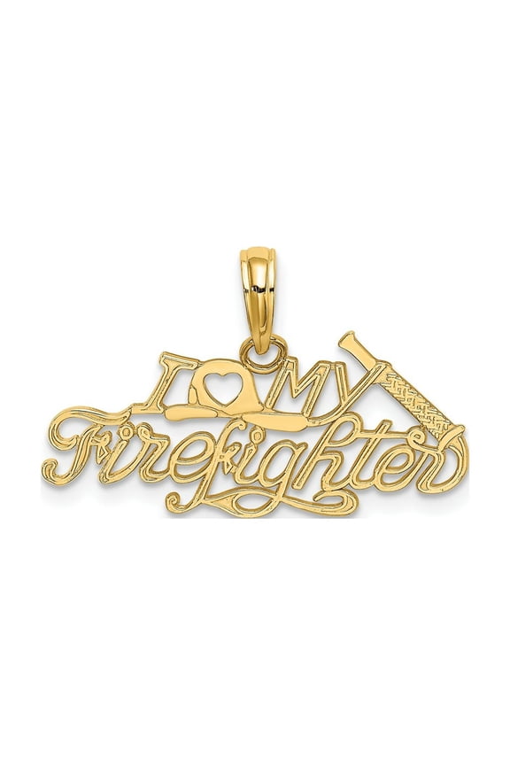 FJC Finejewelers 10 kt Yellow Gold I LOVE MY FIREFIGHTER Charm 9 x 26 mm