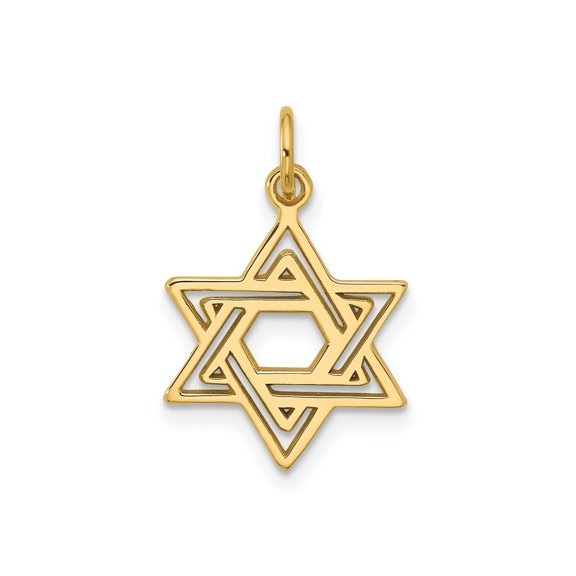 FJC Finejewelers 10 kt Yellow Gold Jewish Star Charm 24 x 15 mm