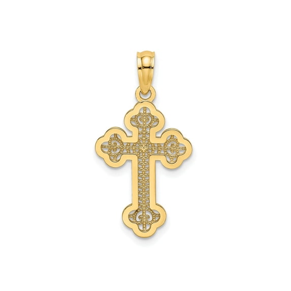 FJC Finejewelers 10 kt Yellow Gold Lace Center Budded Cross Charm 23 x 13 mm