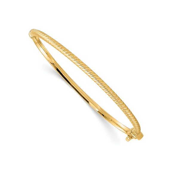 FJC Finejewelers 10 kt Yellow Gold Polished Textured Bangle 7 Inches x 3 mm