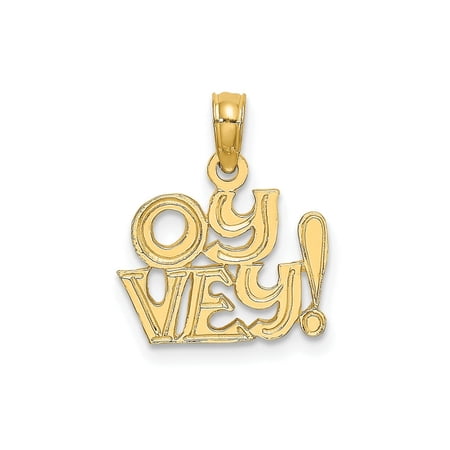 FJC Finejewelers 10 kt Yellow Gold Polished and Engraved OY VEY Charm 15 mm