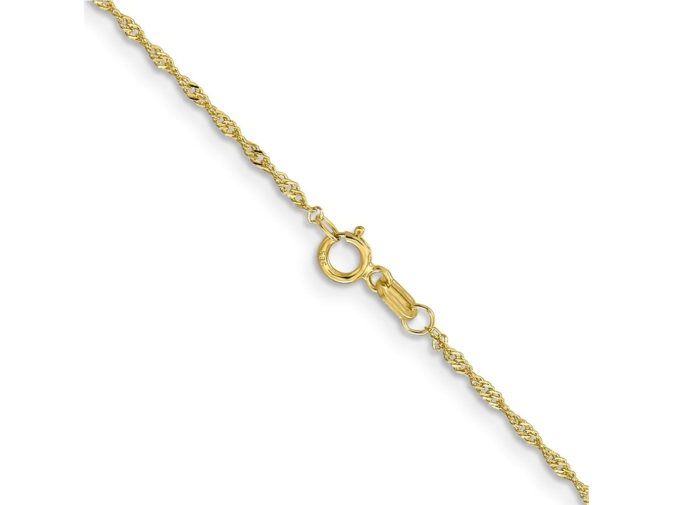FJC Finejewelers 10 kt Yellow Gold Singapore Chain Anklet 10 Inches x 1.1 mm