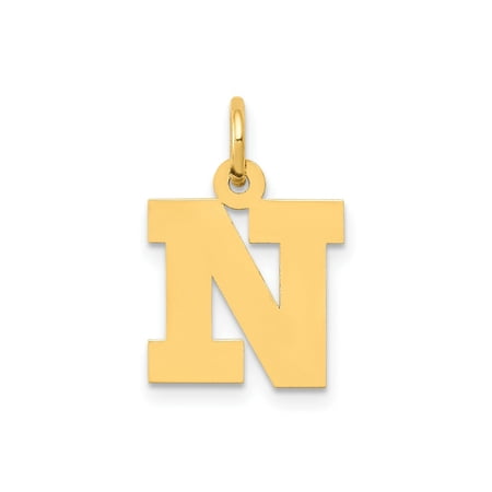 FJC Finejewelers 10 kt Yellow Gold Small Block Initial N Charm 18 x 12 mm