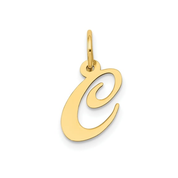 FJC Finejewelers 10 kt Yellow Gold Small Fancy Script Initial C Charm 16 x 13 mm