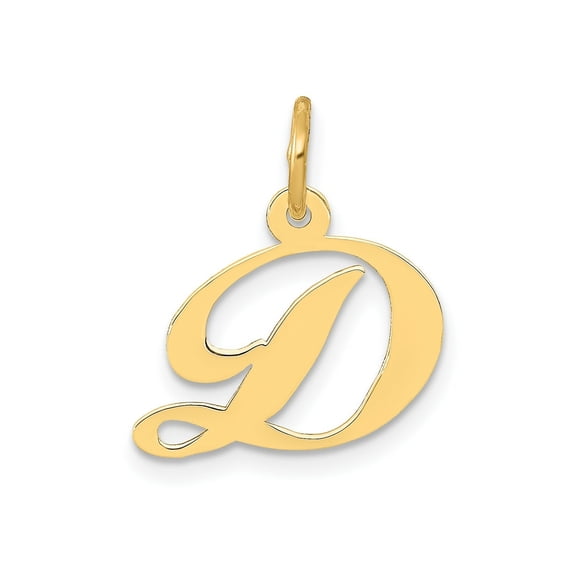 FJC Finejewelers 10 kt Yellow Gold Small Fancy Script Initial D Charm 16 x 15 mm