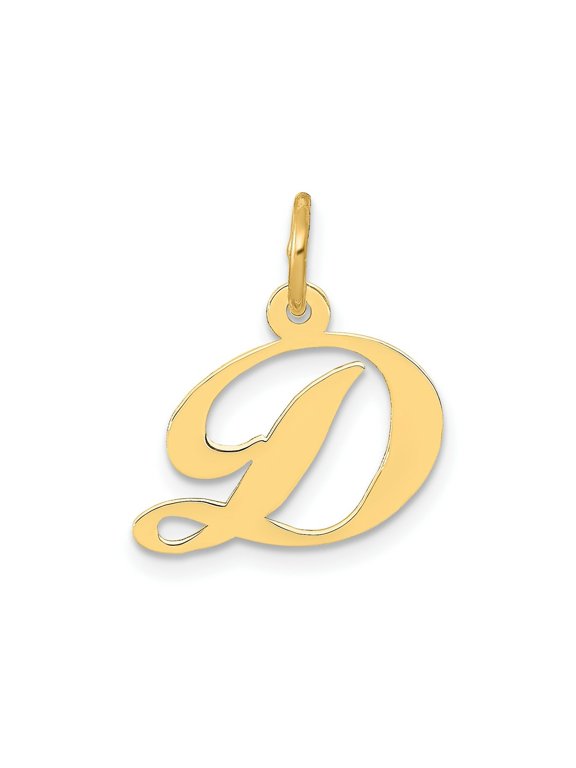 FJC Finejewelers 10 kt Yellow Gold Small Fancy Script Initial D Charm 16 x 15 mm