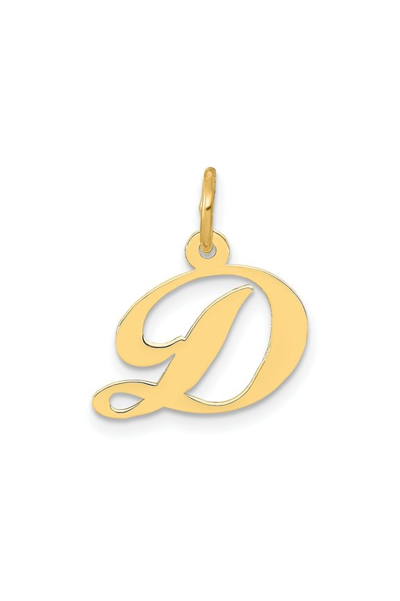 FJC Finejewelers 10 kt Yellow Gold Small Fancy Script Initial D Charm 16 x 15 mm