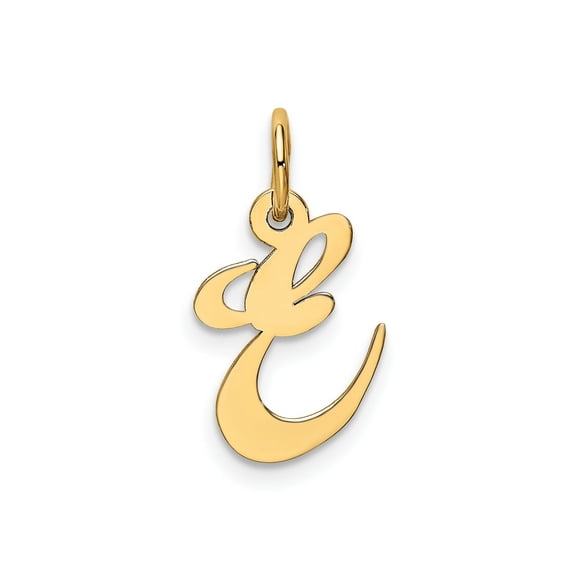 FJC Finejewelers 10 kt Yellow Gold Small Fancy Script Initial E Charm 16 x 17 mm