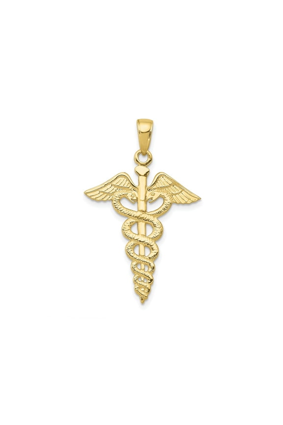 FJC Finejewelers 10 kt Yellow Gold Themed Caduceus Charm 32 mm x 21 mm