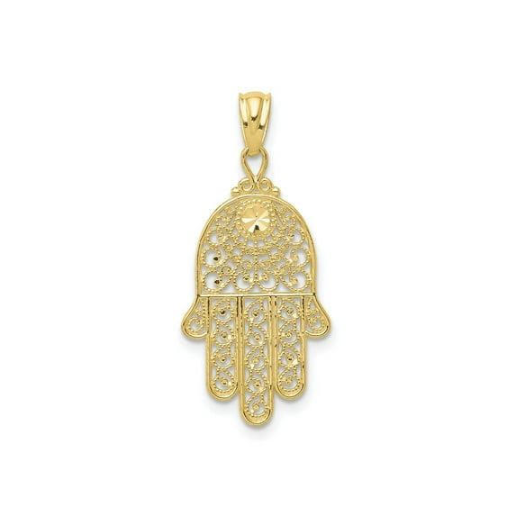 FJC Finejewelers 10 kt Yellow Gold Themed Hand of God Hamsa Charm 25 mm x 14 mm
