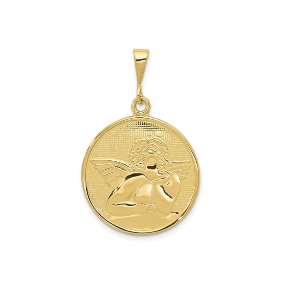 FJC Finejewelers 10 kt Yellow Gold Themed Polished and Satin Angel Charm 36 mm x 22 mm