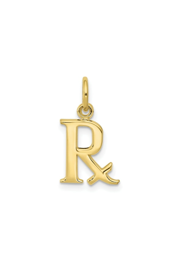 FJC Finejewelers 10 kt Yellow Gold Themed Prescription Symbol RX Charm 22 mm x 10 mm