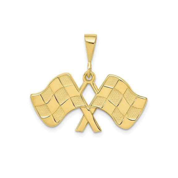 FJC Finejewelers 10 kt Yellow Gold Themed Racing Flags Charm 25 mm x 29 mm