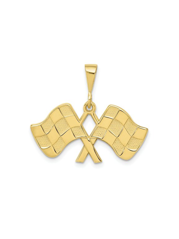 FJC Finejewelers 10 kt Yellow Gold Themed Racing Flags Charm 25 mm x 29 mm