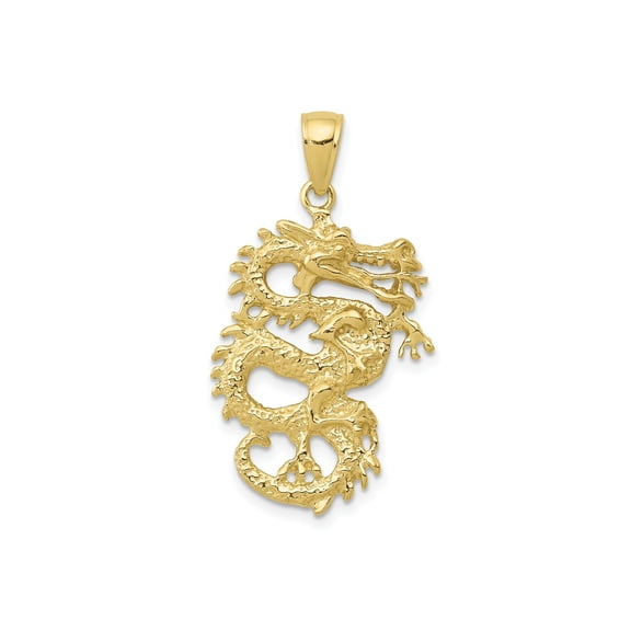 FJC Finejewelers 10 kt Yellow Gold Themed Solid 3-D Dragon Charm 31 mm x 17 mm