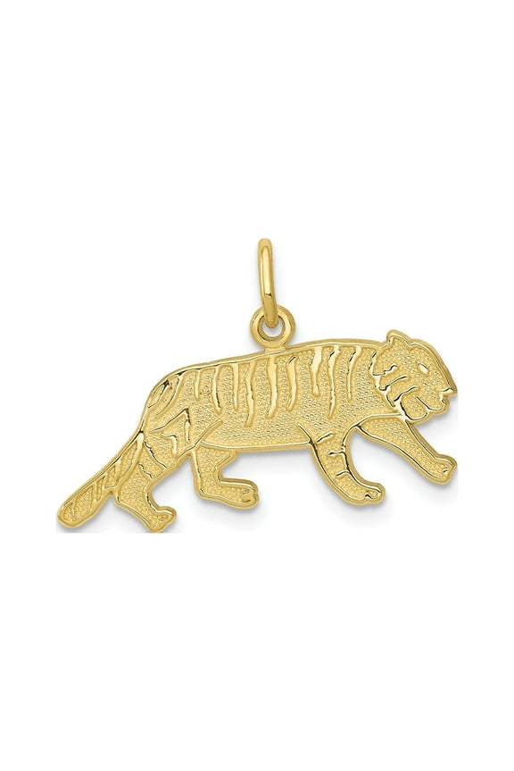 FJC Finejewelers 10 kt Yellow Gold Themed Tiger Charm 19 mm x 25 mm