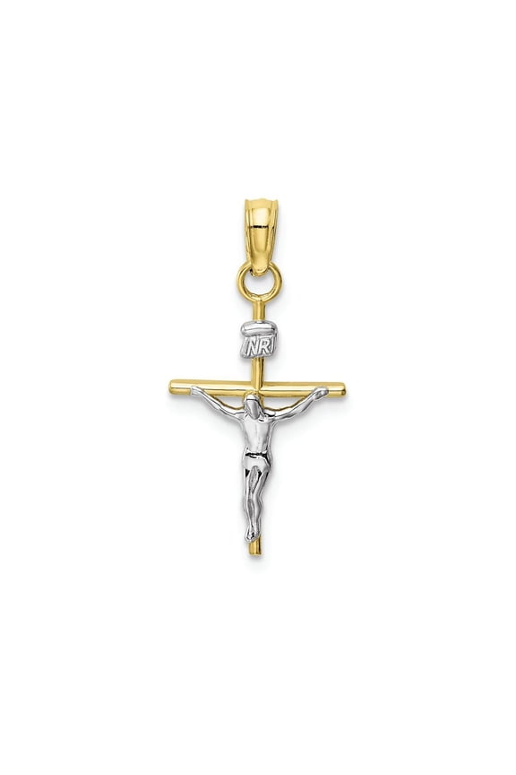 FJC Finejewelers 10k Two-tone Gold Stick Cross Crucifix Inri Charm