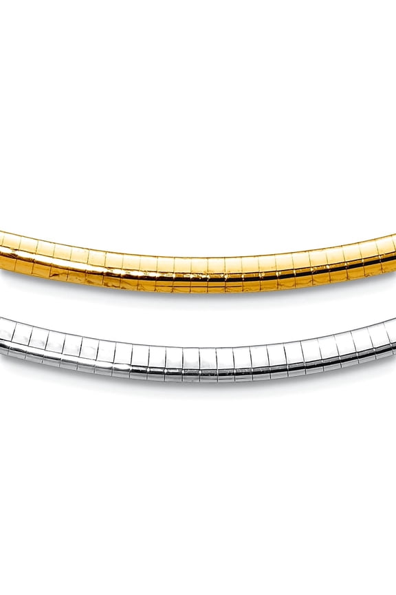 10k Two-Tone Solid Polished Fancy Omega clasp Gold Supreme Reversible Omega Necklace 18 Inch Pendant Necklace for Women