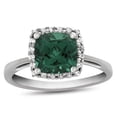 thumbnail image 1 of FJC Finejewelers 10k White Gold 6mm Cushion-Cut Simulated Emerald with White Topaz accent stones Halo Ring, 1 of 8