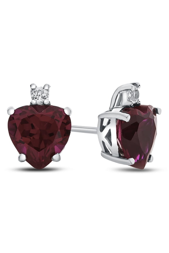 FJC Finejewelers 10k White Gold 7mm Heart Shaped Created Ruby with White Topaz Earrings