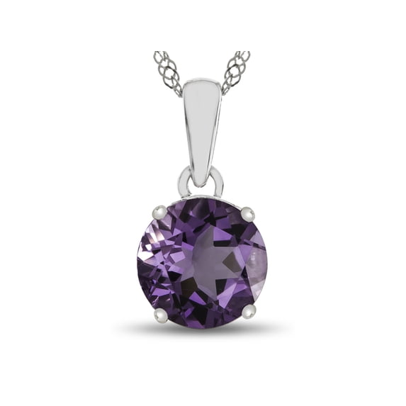 FJC Finejewelers 10k White Gold 7mm Round Amethyst Pendant Necklace