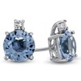 thumbnail image 1 of FJC Finejewelers 10k White Gold 7mm Round Swiss Blue Topaz with White Topaz Earrings, 1 of 6