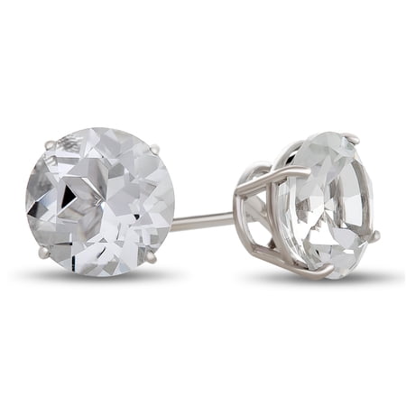 FJC Finejewelers 10k White Gold 7mm Round White Topaz Post-With-Friction-Back Stud Earrings