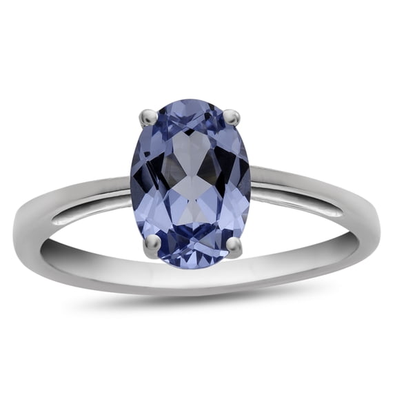 FJC Finejewelers 10k White Gold 7x5mm Solitaire Oval Simulated Aquamarine Ring