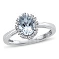 thumbnail image 1 of FJC Finejewelers 10k White Gold 8x6mm Oval Aquamarine with White Topaz accent stones Halo Ring, 1 of 7